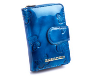 Blue lacquered ladies' wallet with butterflies GREGORIO
