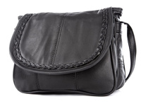 Women's natural leather handbag small black Bag Street