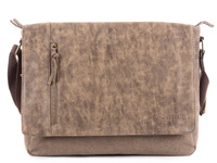 J Jones Large men's A4 flap shoulder bag brown