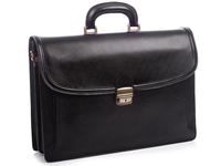 Men's black leather briefcase GREGORIO
