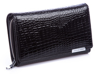 Women's black lacquered wallet large Jennifer Jones