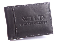 Men's tiny leather wallet black RFID WILD
