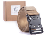 Beige trouser belt with button buckle SERGEJ MONTANA
