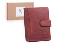 Men's classic leather wallet with clasp dark brown WILD