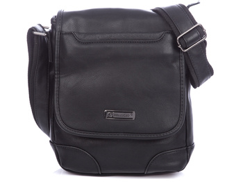 Bellugio Black ecological leather men's shoulder bag