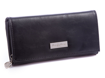 Black large women's soft eco leather wallet by Jennifer Jones