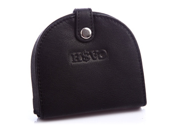 Black leather coin purse for coins - CASH brand