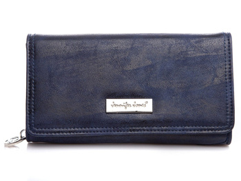 Large navy blue women's ecological leather wallet from Jennifer Jones