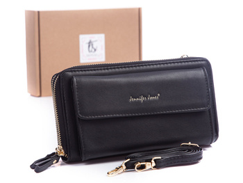 Large women's wallet with phone pocket black Jennifer Jones