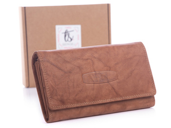 Money Maker Light brown horizontal women's leather wallet