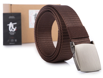 SERGEJ VIPER - Strong brown men's trouser belt with a clip buckle