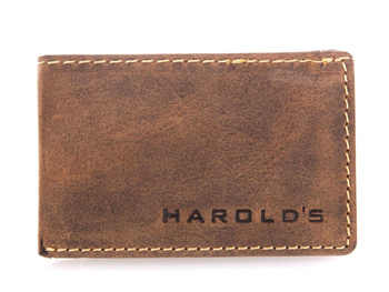 Small men's wallet in raw natural leather brown