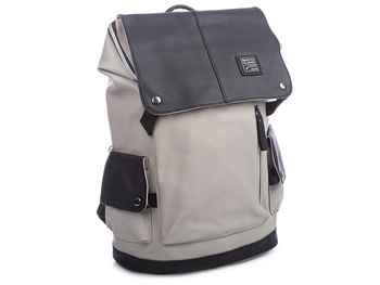 Großer eleganter Rucksack Eco Leder Beige und Schwarz