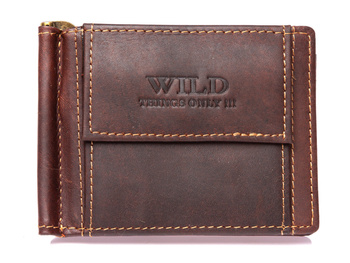 Herren Leder Brieftasche dunkelbraun WILD