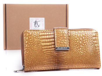 Jennifer Jones Große goldene Damenriemen-Brieftasche