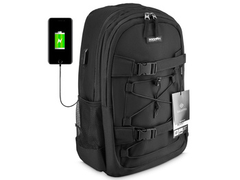 Schwarzer urbaner Rucksack mit USB-Anschluss Zagatto