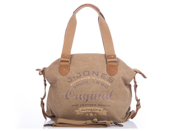 Stofftasche (Canvas) für Damen mit natürlichem Leder, J Jones, Beige