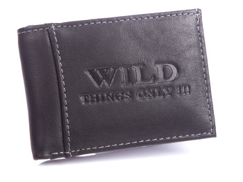 Winziges Herren Portemonnaie aus Leder schwarz RFID WILD