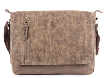 J Jones Large men's A4 flap shoulder bag brown