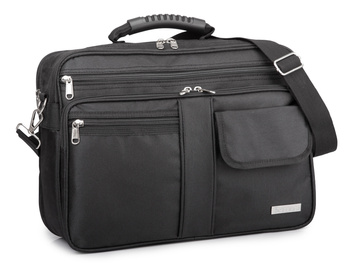 Large, durable men’s work bag fitting A4 documents, with shoulder strap and handle.