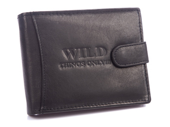 Men's leather clasp wallet black WILD