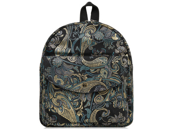 Plecak damski miejski skórzany ze złotym orientalnym wzorem