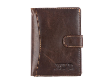 Men's classic leather vertical clasp wallet dark brown