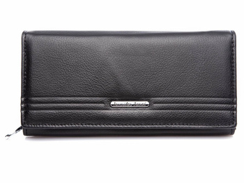 Large horizontal women's soft natural leather wallet black Jennifer Jones