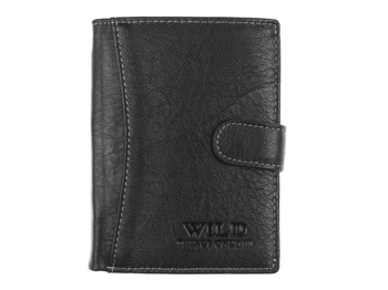 Men's classic leather vertical clasp wallet black
