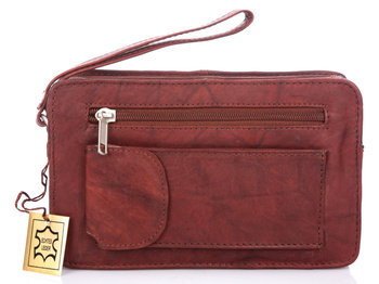 Saszetka do ręki skórzana ciemnobrązowa Bag Street