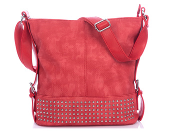 Women's handbag with studs medium red Jennifer Jones