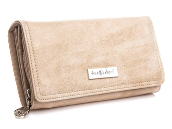 Large ecru leather women's wallet by Jennifer Jones