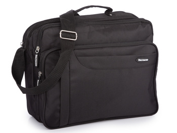 Torba męska na ramię materiałowa czarna do pracy na dokumenty A4