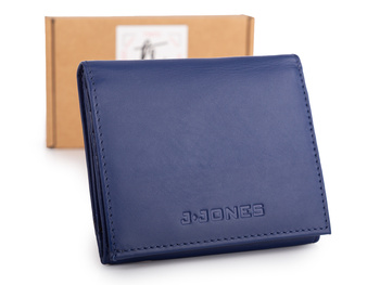 Granatowy portfel damski skórzany J Jones z kieszenią pudełkową na monety