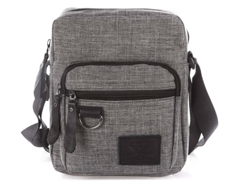 J Jones men's grey fabric shoulder bag