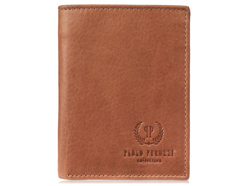 Mały skórzany portfel męski z ochroną RFID Paolo Peruzzi – brązowy