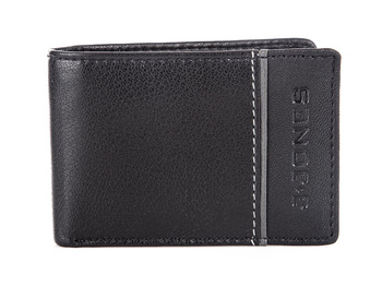 J Jones Small men's wallet black with grey strap