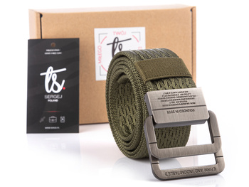 SERGEJ 2008 - Strong green fabric trouser belt with aluminum clip buckle