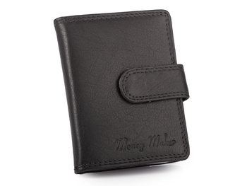 Czarne, skórzane etui na karty płatnicze i dokumenty wielkości dowodu osobistego RFID