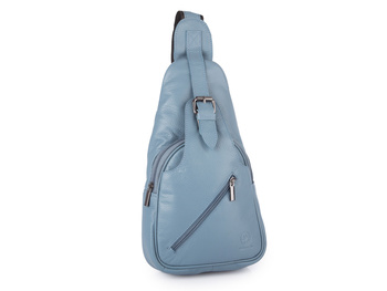 Skórzany plecak damski na jedno ramię w kolorze jasnoniebieskim Bellugio