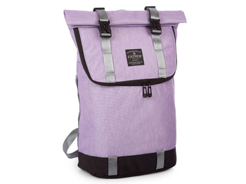 Fioletowy plecak miejski ze zwijanym kołnierzem i miejscem na laptopa