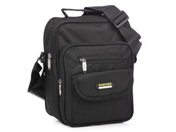 Black fabric men's shoulder pouch with handle Sanchez Casual