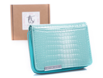 Jennifer Jones small turquoise lacquered women's wallet
