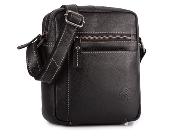 Czarna torba męska na ramię z naturalnej skóry licowej Jorey