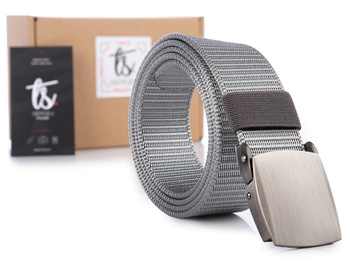 SERGEJ VIPER - Kräftiger grauer Herrenhosengürtel mit Clipschnalle