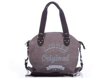 Women's grey canvas bag with natural leather J Jones