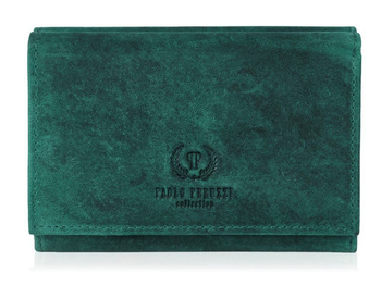 Zielony skórzany portfel damski w stylu vintage do małej torebki Paolo Peruzzi