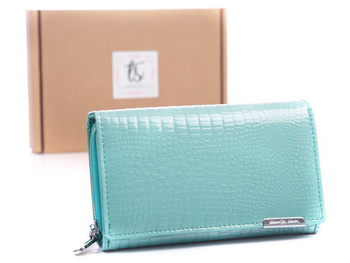 Large Light Turquoise Women's Lacquered Wallet by Jennifer Jones