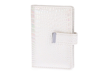 Damskie lakierowane etui na karty i dokumenty białe croco Jennifer Jones