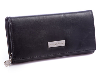 Black large women's soft eco leather wallet by Jennifer Jones